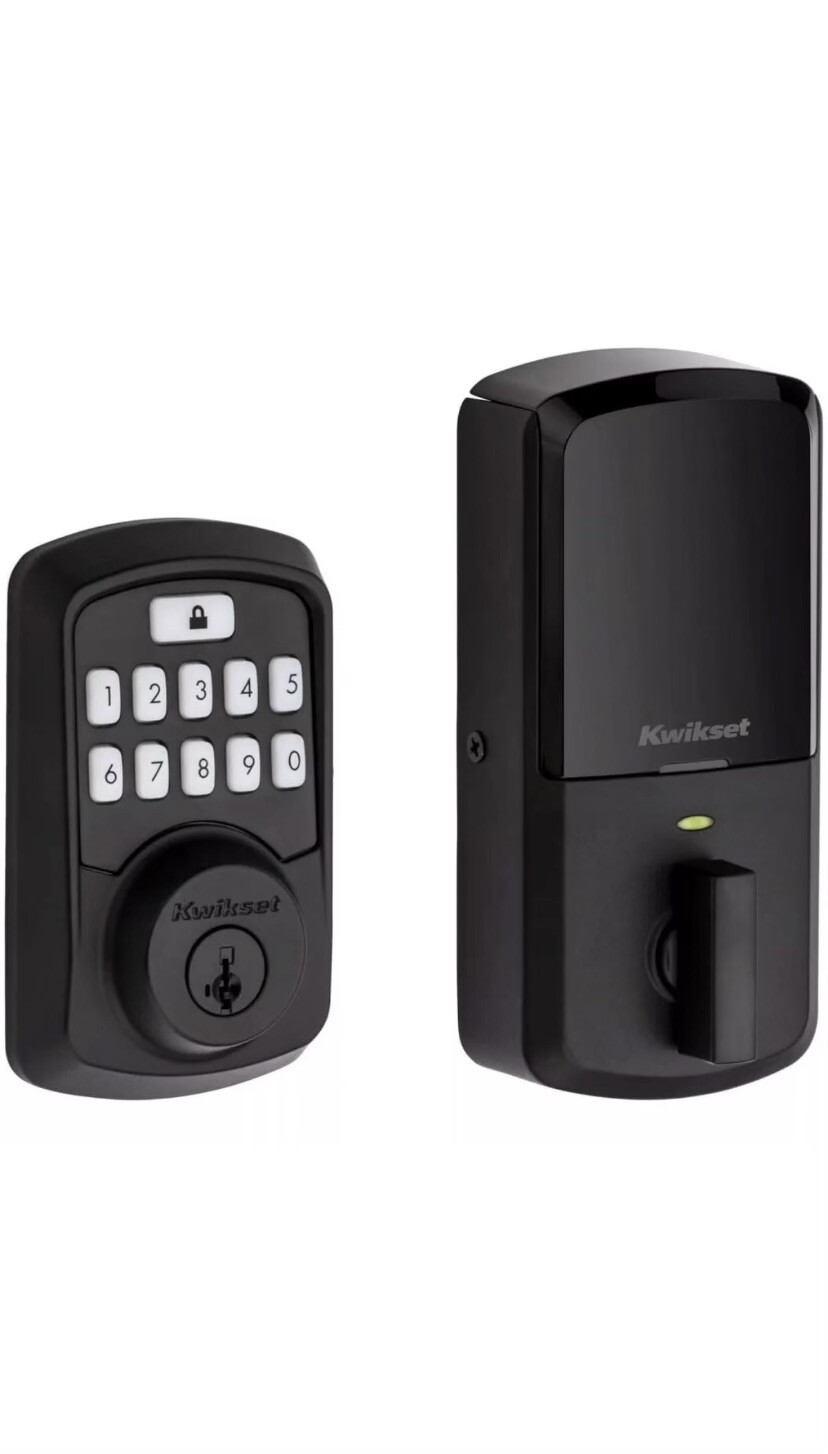 Kwikset 99420-003 Aura Bluetooth Keypad Keyless Lock Deadbolt, Iron Black-image