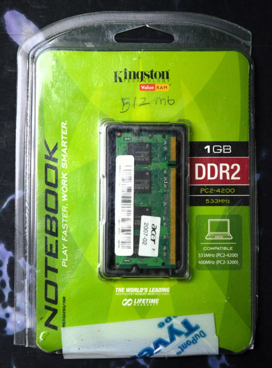 Preços baixos em Kingston 1 GB PC2-4200 DDR2-533 Memória (RAM