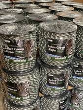 6MM ZEBRA GREEN POWER ELECTRIC ROPE 400m Roll Fence Fencing Horse Striped White