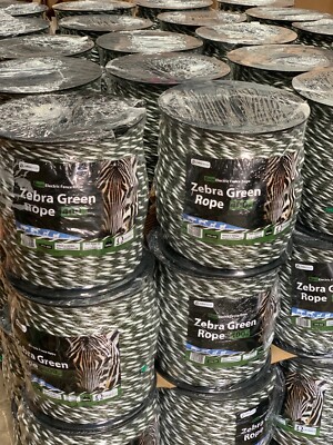 6 MM ZEBRA GRÜN POWER ELEKTRISCHES SEIL 400m Rollzaun Zaun Pferd gestreift weiß