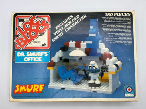 Vintage Smurf Loc Blocs Dr. Smurf’s Office and Smurf House 2 sets 400+ pieces - Afbeelding 1 van 4