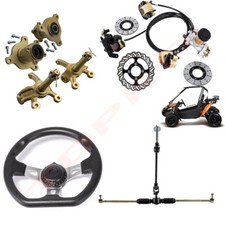 Go Kart Front Brake Assembly 3 Stud Hub Steering Wheel Spindle Tie Rod Rack ATV