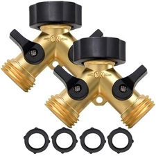 Garden Hose Splitter 2 Way Heavy Duty Y Connector Brass Garden Hose Adapter H...