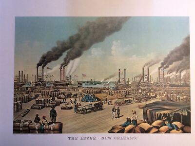 1987 CURRIER & IVES LITHO PRINT, ''THE LEVEE - NEW ORLEANS,'' ORIGINAL 1884