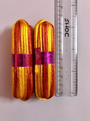 2 Pc Indian RED YELLOW ORANGE SILK Mauli kalawa Moli Kalaya Religious Wrist Band - Picture 4 of 4