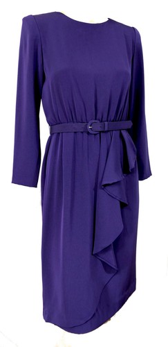 Vintage Willi Petites lila Kunsthalstuch Gürtelrüsche Sekretär Kleid Gr. 2 - Bild 4 von 5
