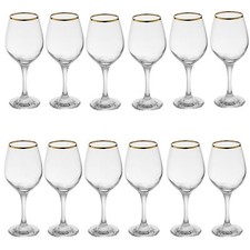 Pasabahce Amber Gold Rimmed Wine Glass Drinking Glasses Sets Gift 460/365/295ml