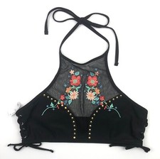 Topshop Studded Bikini Top UK 8 BLACK BNWT