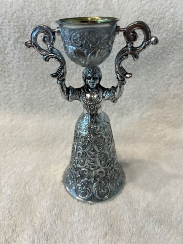 Double Toasting Cup Silver Plated Gold Wash Marriage Wedding Anniversary Goblet