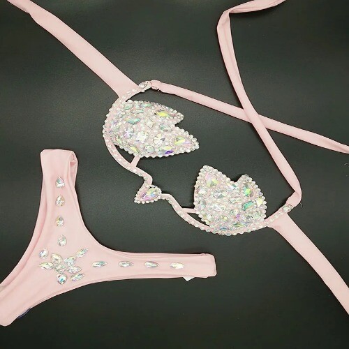 Vacation Diamond Bling Stones Bikini Set Swimsuit Sexy Women Mature Bathing Suit - Bild 10 von 22