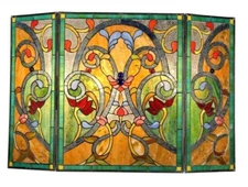 Tiffany Style Fireplace Screen Victorian Design Stained Glass   ONE THIS PRICE