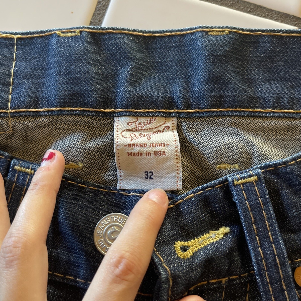 TRUE RELIGION NATHAN JEANS BLUE SIZE 32W 34LMADE IN THE USA 