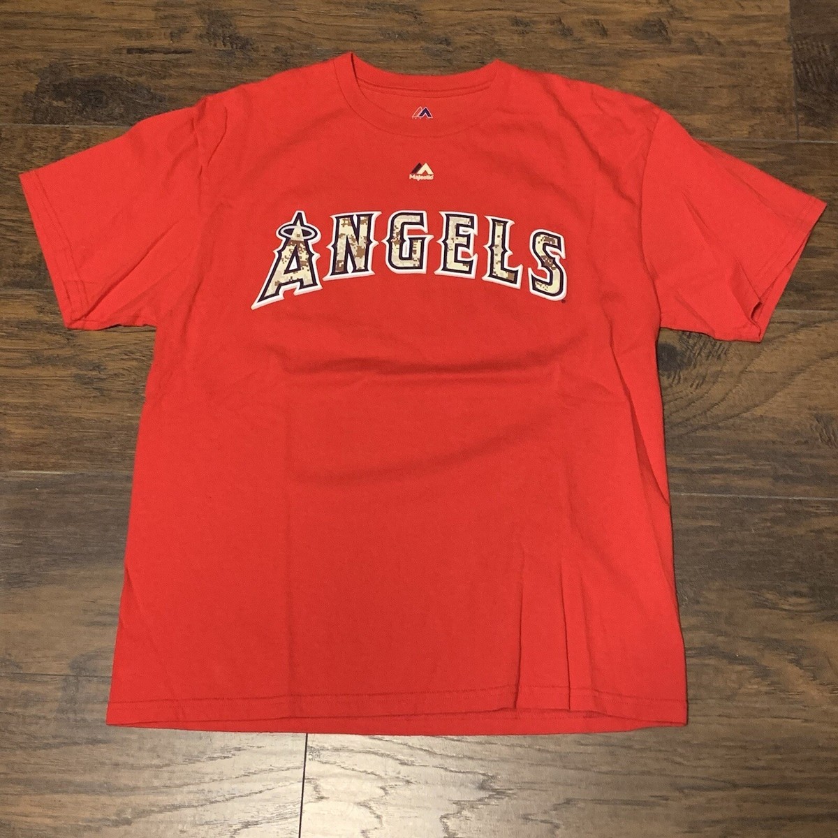 Mike Trout #27 MLB Majestic Red Camo LA Angels Player Name
