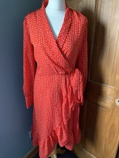 Retro & Icone Orange Polka Dot Wrap Dress Size M