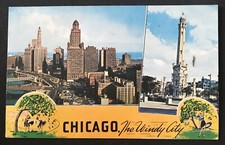 old postcard USA by airmail - Chicago "Windy City" used to Elmshorn West Germany