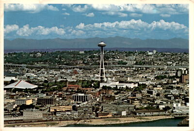 Seattle, Dan, Grandma, Grandpa, Space Needle, Cascade Mountains, San Postcard