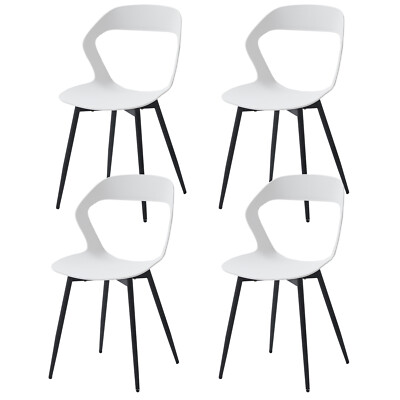 4er Set Esszimmerstühle Küchenstühle Wohnzimmerstuhl aus Kunststoff Weiß EMP