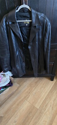 Pera Pelle Vintage Men's Black Smooth Leather COAT Lining size XL