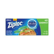 Ziploc Sandwich Bags Clear Food Storage Bag 40 Count with Pinch Seal Tab