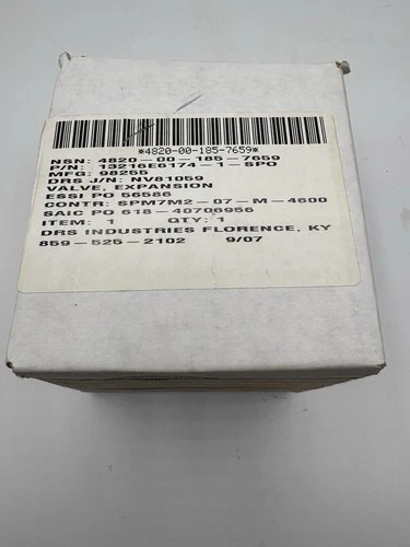 Emerson Valve Expansion P/N 13216E6174-1 DSR NSN 4820-00-185-7659 Free Shipping 