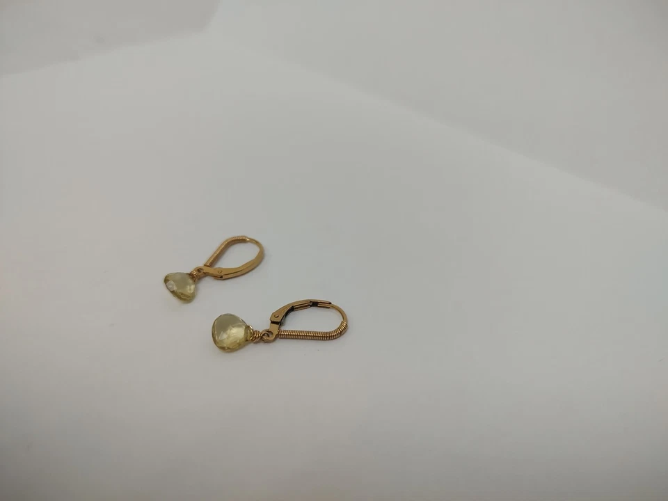 14 Karat Gold Lemon Topaz Leverback Earrings - Image 3 of 4