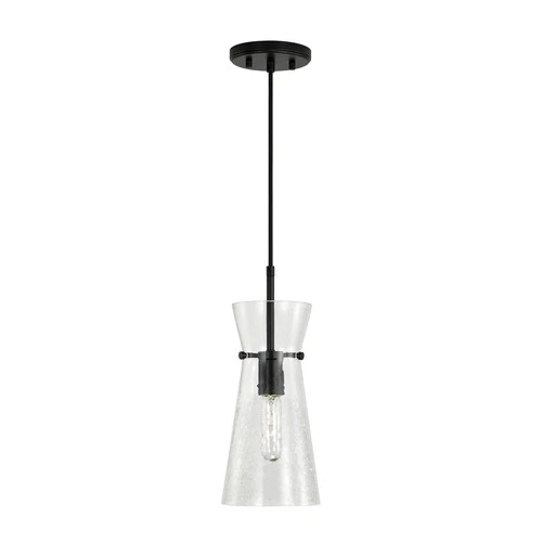 Capital Lighting Mila 6" Glass Down - Black 1-Light - Picture 1 of 3