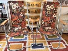 2x Vintage 1970s Folding Flower Power Garden Chair Festival Camping Mid Century