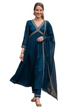 Women's Georgette Embroidered Kurta with Pant  Dupatta