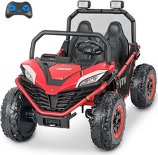 24V Ride on Car for Kids, 2 Seater XL 20" Seat Ride on Toy, 10AH 4WD Battery Pow