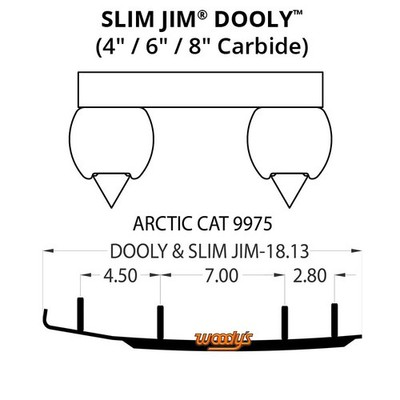 Woody's Dooly 4.0'' Carbide Runner Arctic Cat Sabrecat 600 LX (EFI) (2004-2006)
