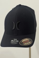 NWT Hurley Black On Black SZ L/XL Curved Brim Flexfit Hat - Dri Fit