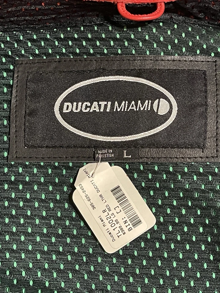 Chaqueta de Cuero Ducati Miami L Roja Moto Nueva Para Hombre Foto 4 de 4