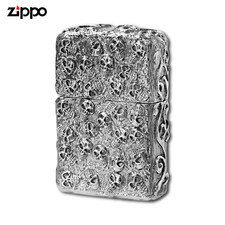 Zippo Skull Jacket SI Lighter – Full Metal Skull Armor Silver Antique Finish Hea