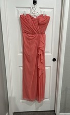 Prom Bridesmaid Dress Dessy Collection Vivian Diamond Ginger Pink Long Gown Sz 6