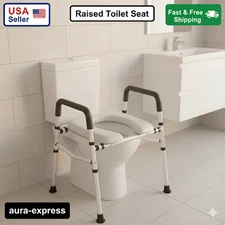 WAYES Raised Toilet Seat with Handles, Elevated Toilet Seat for Senior