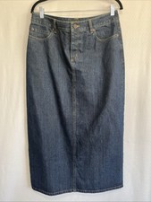 Eddie Bauer Skirt 10 Long Denim Size Blue Pockets Western Cowgirl