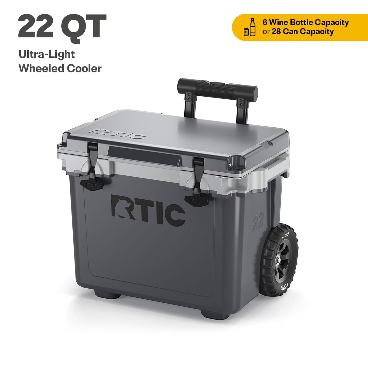 RTIC 22 QT Ultra-Light Wheeled Hard-Sided Ice Chest Cooler, Dark