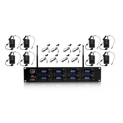 8-Channel Mic & Receiver System, (8) Belt-Packs, (8) Headsets, (8) Lavaliers