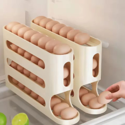 2-4 Layers Auto Rolling Eggs Dispenser Storage Reusable Kitchen Fridge Organizer