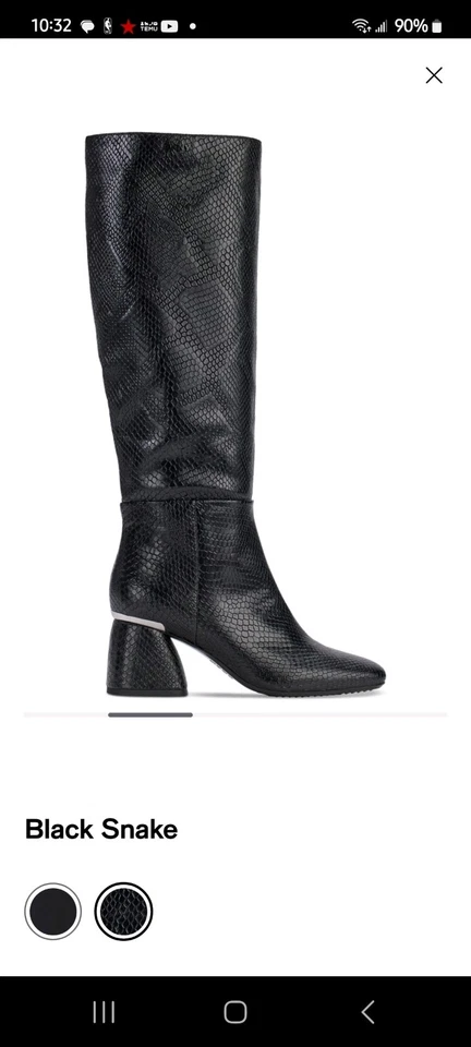 Botas femininas Donna Karan New York Cana Tall zise 8 pretas novas com etiquetas. Textura de tênis - Imagem 2 de 4