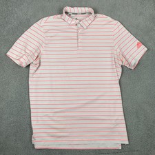 Adidas Golf Polo Shirt Mens Large Gray Striped Short Sleeve Performance Stretch