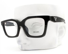 Prada Eyeglasses VPR C08F 16K-1O1 Glasses Shiny Black Silver Logo 53mm with Case