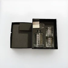 RALPH LAUREN HUDSON PLAID DECANTER SET GENUINE CRYSTAL NEW In Gift Box +GLASSES!