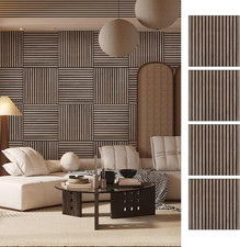 Wood Slat Wall Panel - 4 PCS Walnut Wood Panels for Wall, Natural Wood Veneer Ac