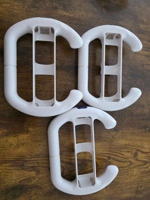 Set of 3 White Plastic Steering Wheel Controller Attachments for Nintendo Wii