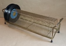 Porta Dischi Vintage in metallo per dischi 45/33 giri in Vinile - 50 scomparti