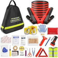 76 in 1 Car Emergency Breakdown Kit Roadside Safety Jump Leads Tow Rope Shovel