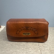 Vintage Steer-hide Tooled Leather Handbag Purse Floral Small