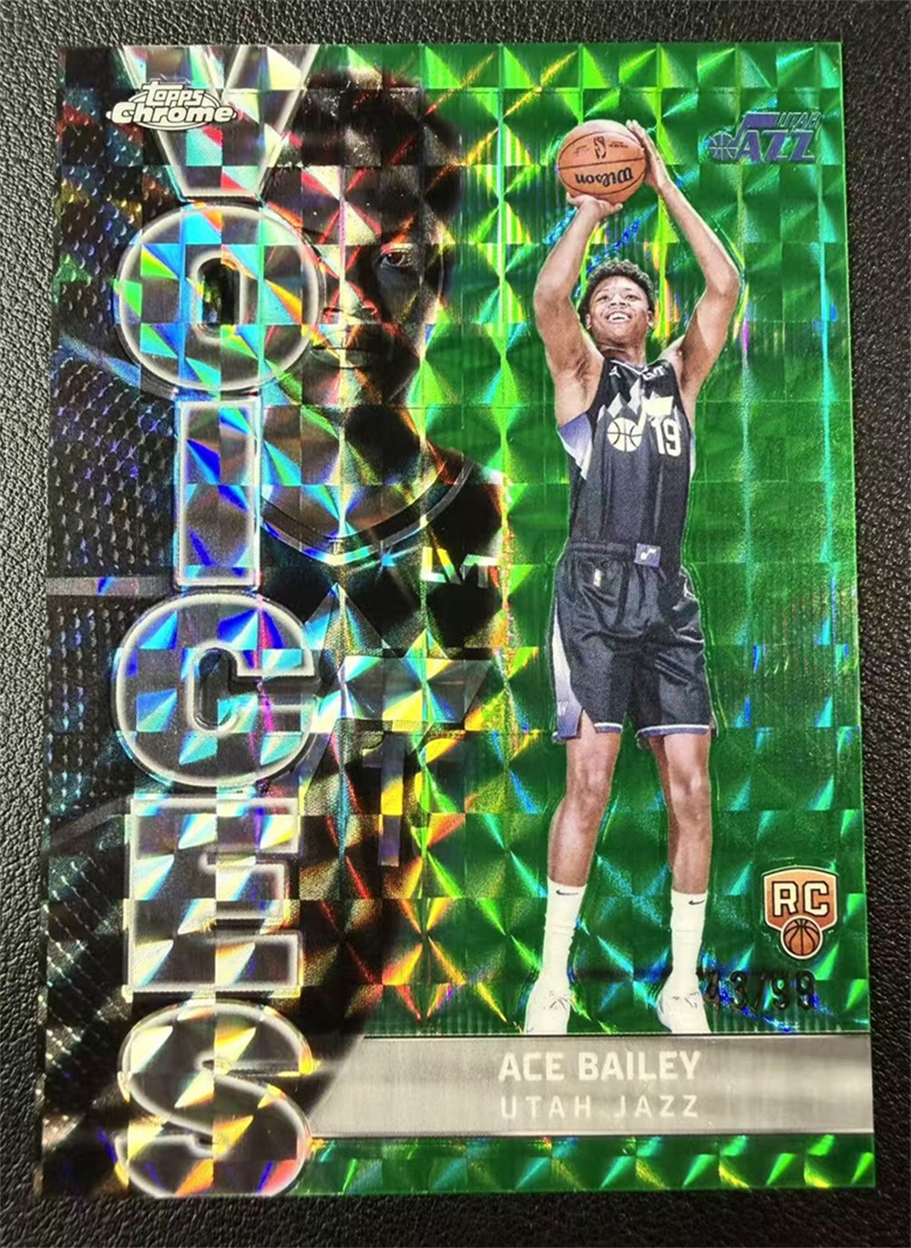 2025-26 Topps Chrome Ace Bailey Voices Green Geometric Refractor Rookie RC /99