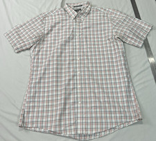 Eddie Bauer Shirt Mens XLT XL Tall Beige Check Plaid Lightweight Outdoor Button